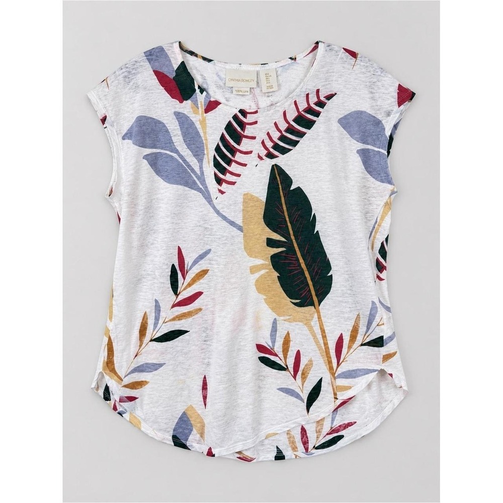 Cynthia Rowley 100% Linen Blouse Large Beach Coastal Euro Summer Minimalist